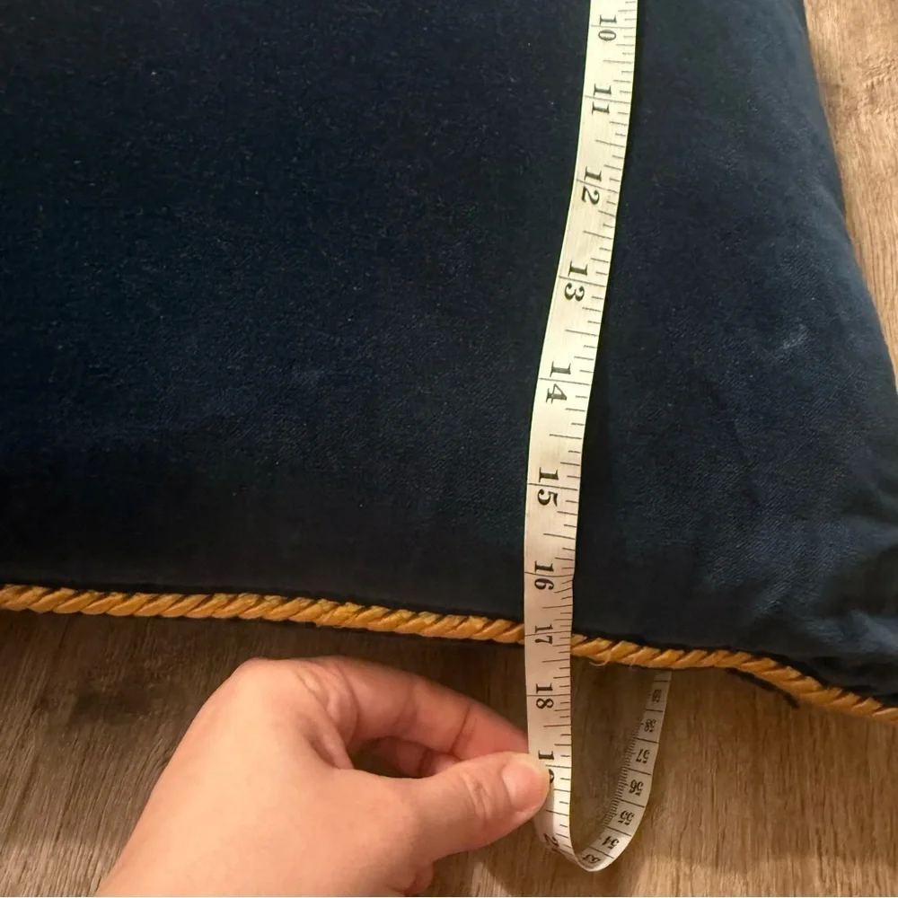 Gianni Versace Decorative Pillow Gold Embroidered Medusa Blue Velvet Designer